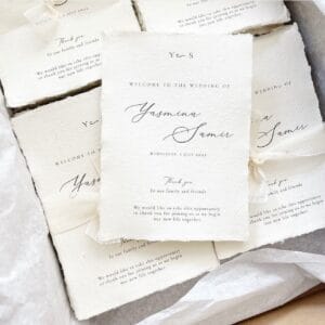 Handgeschept tafelkaart bruiloft