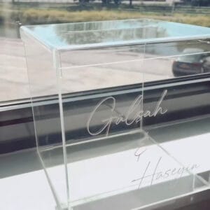 Gepersonaliseerde transparante plexi enveloppendoos