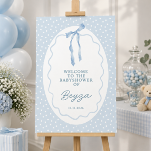 Welkomstbord babyshower blue